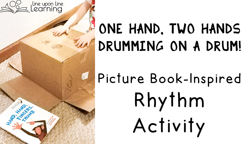 We made our own music after reading a rhythmic picture book. Drumming is a great rhythmic activity.