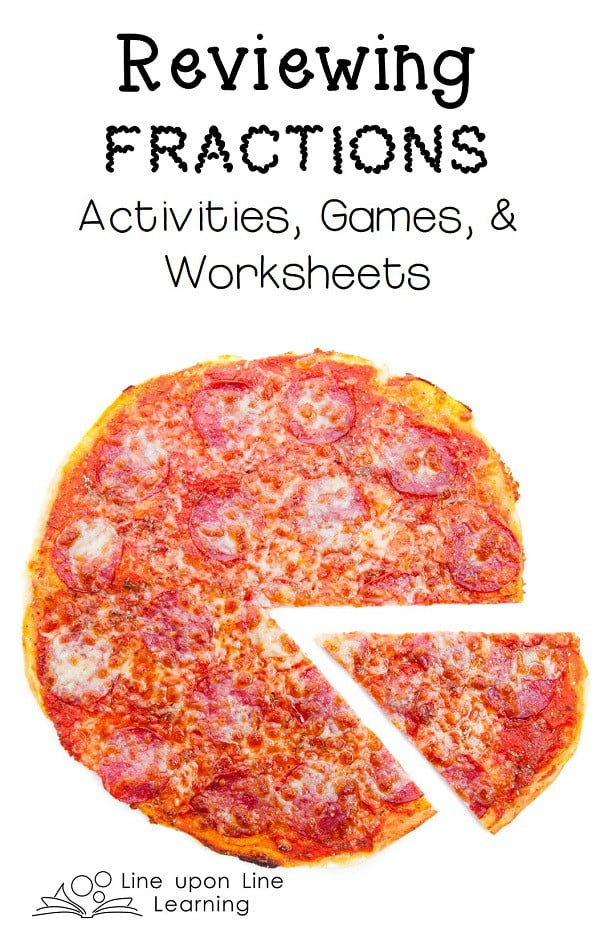 Activities, Games and Worksheets for Reviewing Fractions (Pizza themed!)