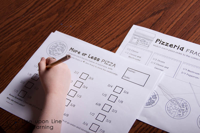 My son most enjoyed the four "Pizzeria Fractions" matching game.