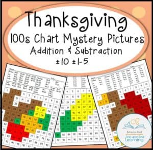 hundreds chart add subtract thanksgiving COVER