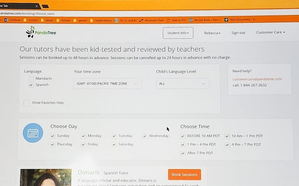 PandaTree.com makes it so easy to find a Spanish tutor at the times it works for me.