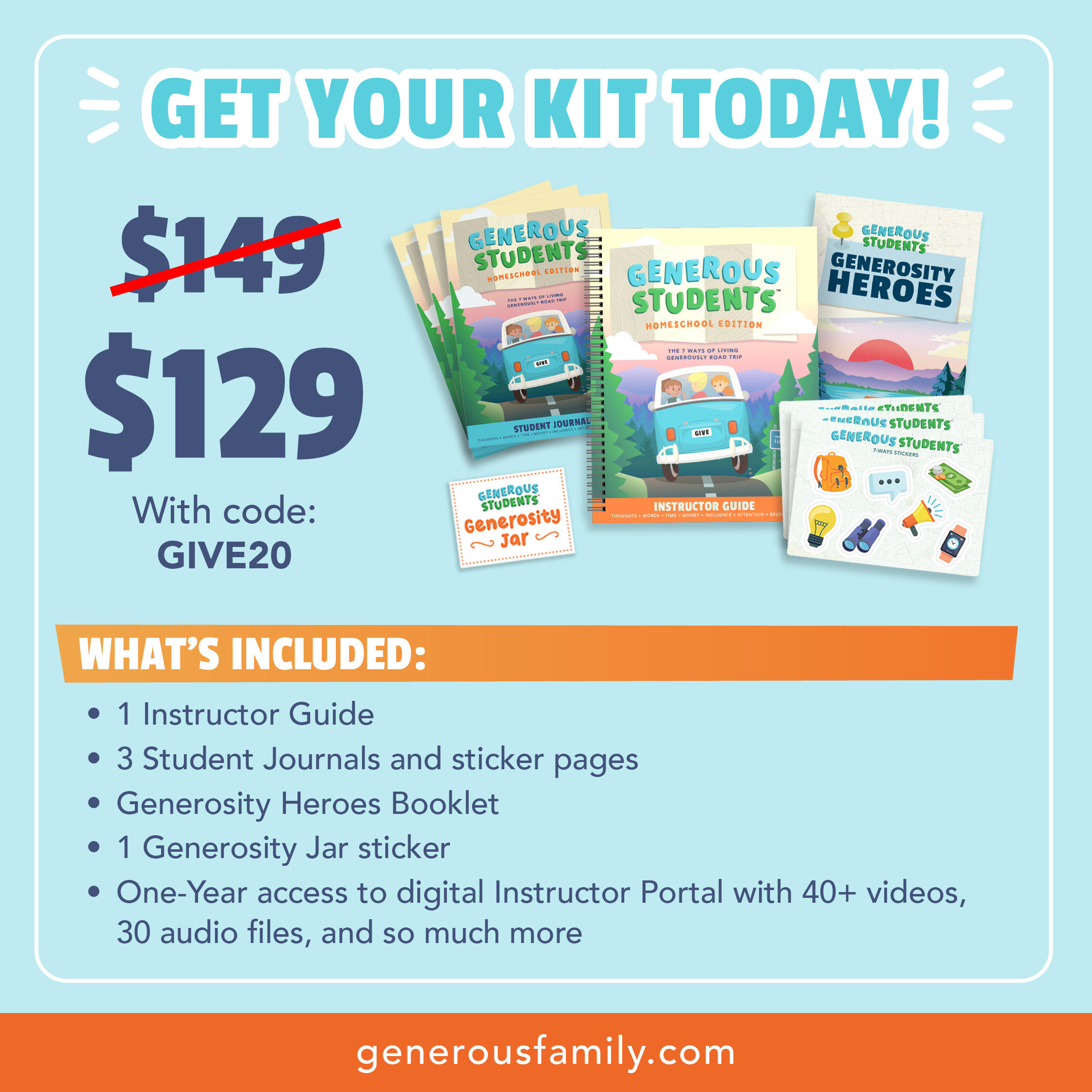 The Generous Students Homeschool Curriculum Kit provides a biblical homeschool curriculum to help families nurture kind children.
