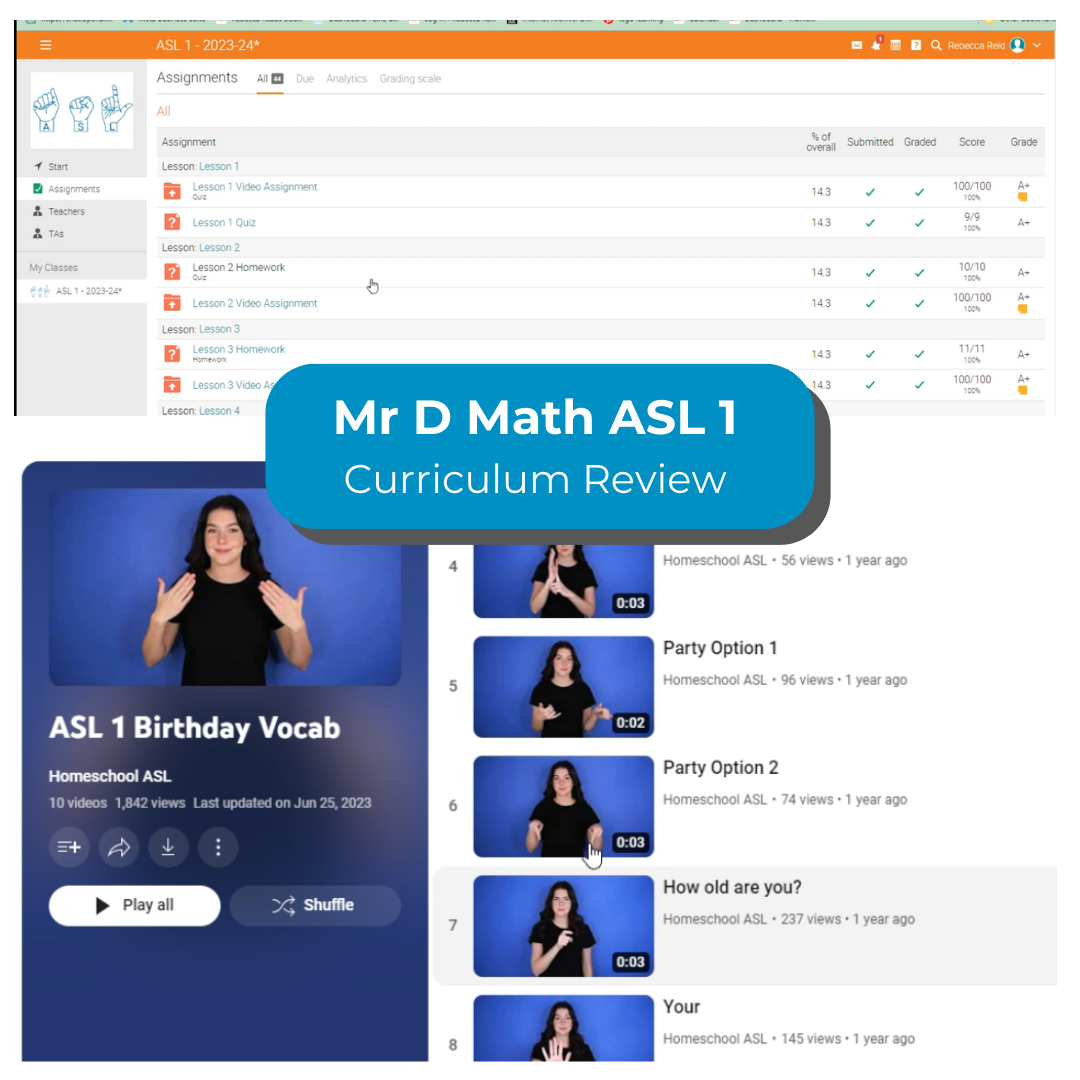 With Mr. D Math ASL, so much is incorporated into the online format that it gives students a fantastic chance to learn American Sign Language from home. The interested homeschool high schooler will be pleased with their continued progress after they join this online ASL 1 course.