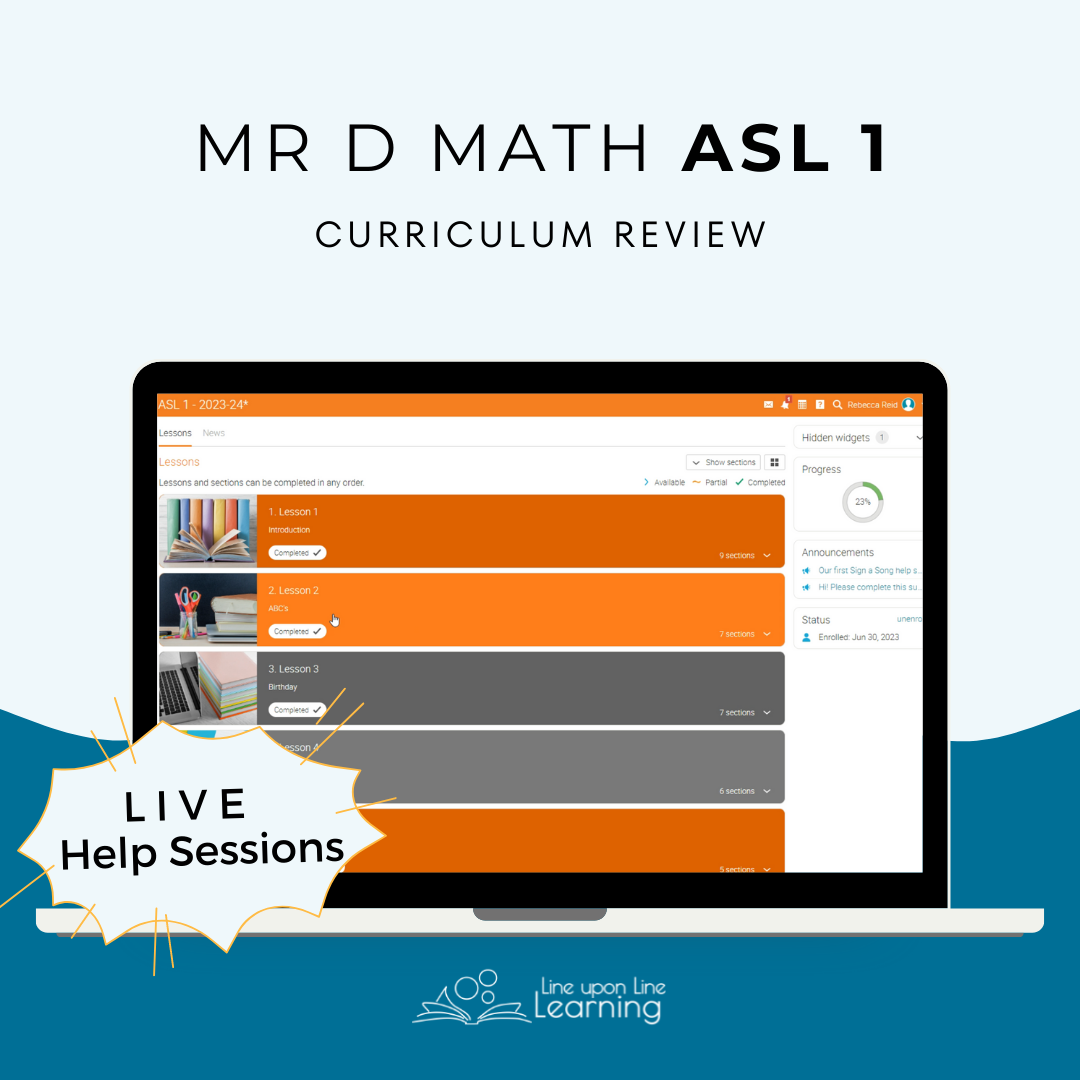 With Mr. D Math ASL, so much is incorporated into the online format that it gives students a fantastic chance to learn American Sign Language from home. The interested homeschool high schooler will be pleased with their continued progress after they join this online ASL 1 course. With Mr. D Math ASL, so much is incorporated into the online format that it gives students a fantastic chance to learn American Sign Language from home. The interested homeschool high schooler will be pleased with their continued progress after they join this online ASL 1 course.