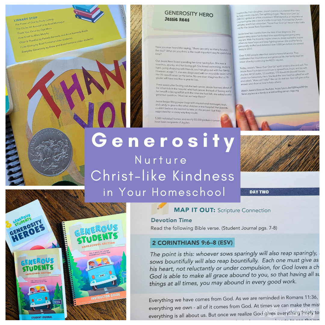 The Generous Students Homeschool Curriculum Kit provides a biblical homeschool curriculum to help families nurture kind children.